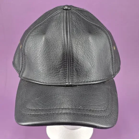 Genuine Leather Black Hat One Size Fits All Emstate By Winner Caps Genuine Leather One Size Fits All | eBay main image 4
